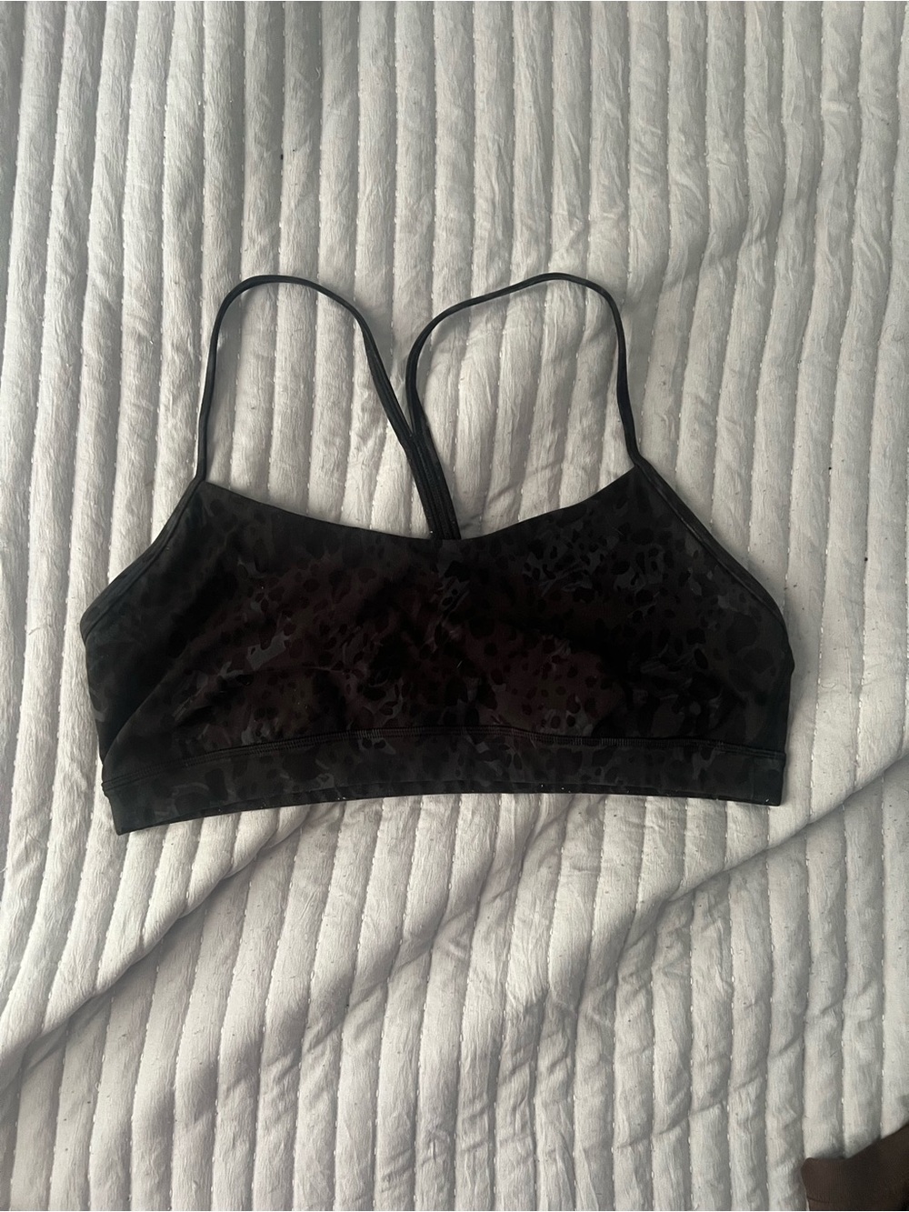 lululemon athletica Black Leopard-Print Strappy Sports Bra